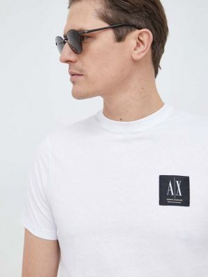 Armani Exchange pamut póló fehér, nyomott mintás