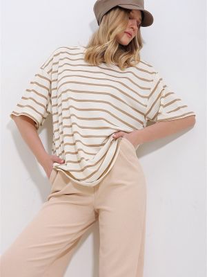 Dryžuotas marškinėliai Trend Alaçatı Stili