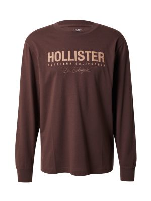 Tričko s dlhými rukávmi Hollister hnedá