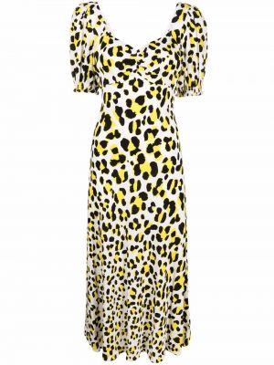 Vestido midi con estampado leopardo Dvf Diane Von Furstenberg blanco
