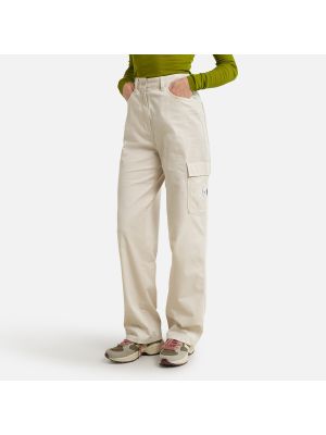 Pantalones rectos de cintura alta Calvin Klein Jeans beige