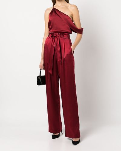 Jedwabne spodnie plisowane Michelle Mason czerwone