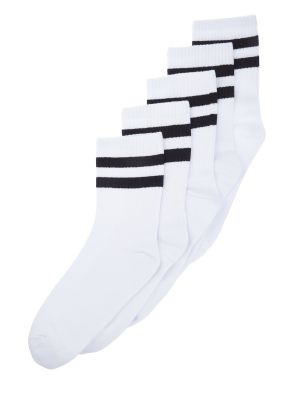 Pruhované bavlnené ponožky Trendyol biela