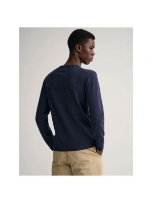 Jersey de lana de tela jersey de cuello redondo Gant azul