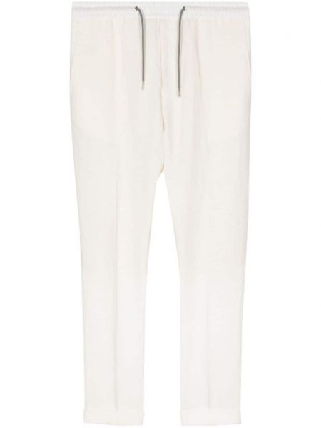 Lněné rovné kalhoty Paul Smith bílé