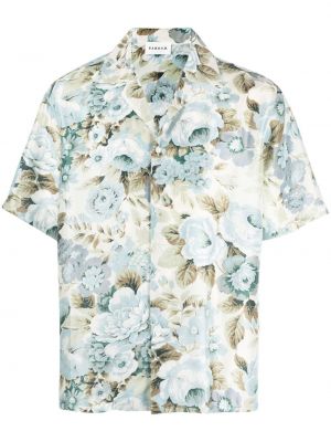 Svilena srajca s cvetličnim vzorcem s potiskom P.a.r.o.s.h. bela