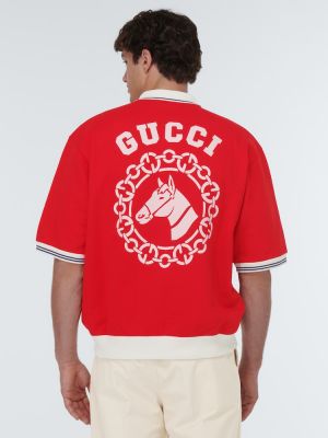 Hanorac din bumbac cu imagine Gucci roșu