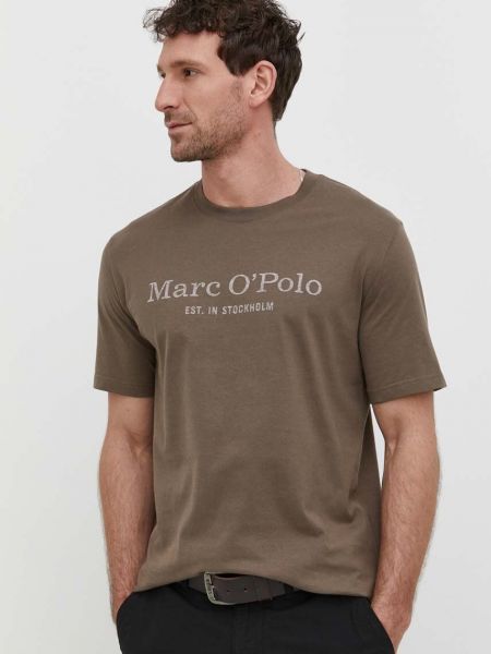 Bombažna polo majica Marc O'polo rjava