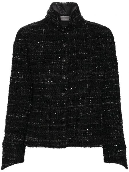 Duga jakna od tvida Chanel Pre-owned crna