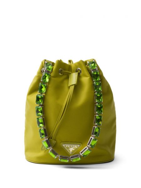 Najlonska torbica Prada zelena