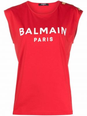 Tank top med knapper med print Balmain rød