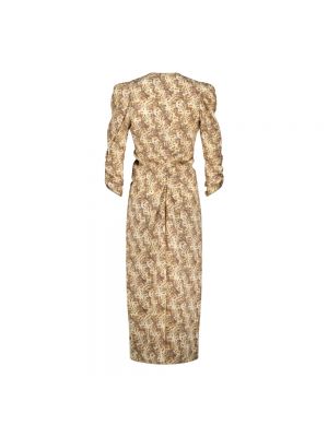 Vestido midi de seda con estampado Isabel Marant beige