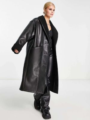 Кожаное пальто из искусственной кожи Urbancode черное