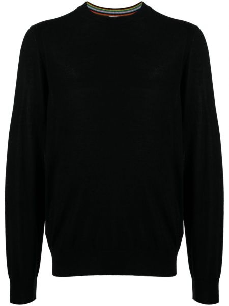 Vlnený dlhý sveter z merina Paul Smith čierna