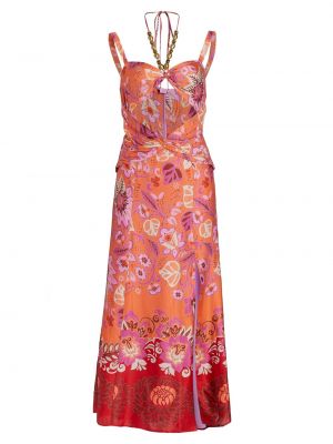 Платье миди в цветочек с принтом Alexis оранжевое