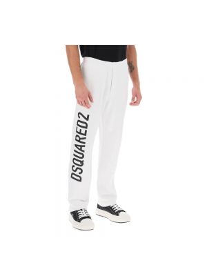 Spodnie sportowe z nadrukiem Dsquared2 białe