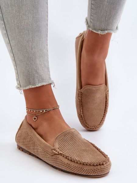 Pantofi loafer din piele de căprioară Kesi bej