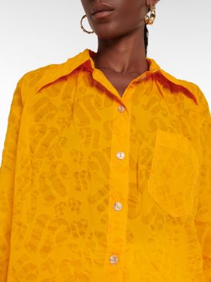 Žakárová bavlněná košile Nanushka oranžová