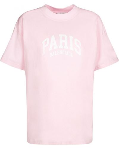 Koszulka bawełniana Balenciaga różowa