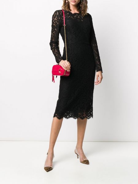 Sukienka wieczorowa w kwiatki koronkowa Dolce And Gabbana czarna