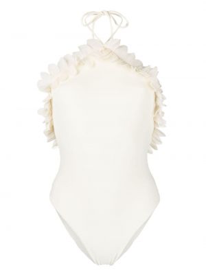 Costum de baie cu model floral La Reveche alb