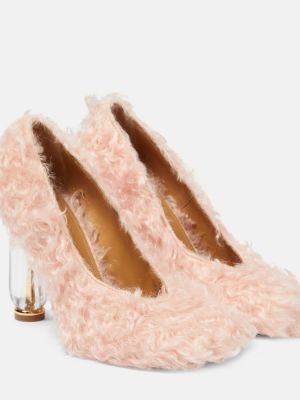 Кожа полуотворени обувки Dries Van Noten розово
