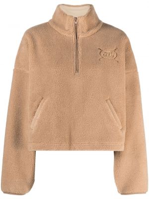Flīsa kapučdžemperis ar izšuvumiem Recreational Habits brūns