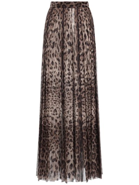 Pantaloni din șifon cu imagine cu model leopard Dolce & Gabbana