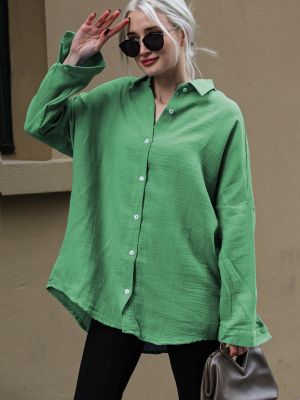 Košulja od muslina Madmext zelena