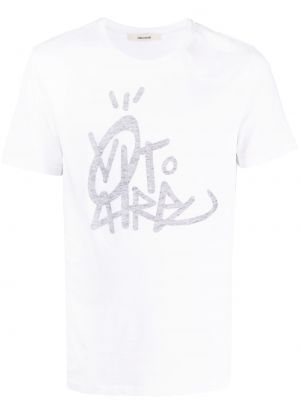 Raštuotas medvilninis marškinėliai Zadig&voltaire balta