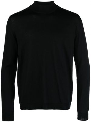 Vlnený sveter z merina Low Brand čierna