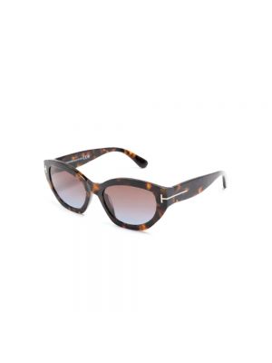 Okulary przeciwsłoneczne w geometryczne wzory Tom Ford brązowe