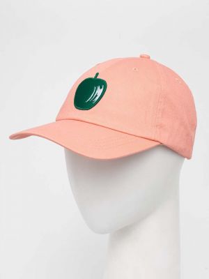 Памучна шапка с козирки с апликация United Colors Of Benetton розово