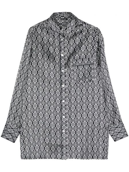 Svilena srajca s potiskom z abstraktnimi vzorci Kiton