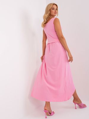 Sukienka długa Fashionhunters różowa