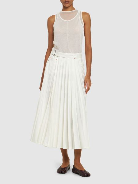 Plisovaná džínsová sukňa Sacai biela