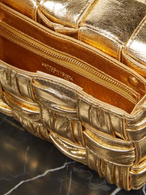 Kožená kabelka Bottega Veneta zlatá