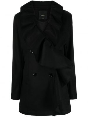 Vlnený kabát s volánmi Pinko čierna