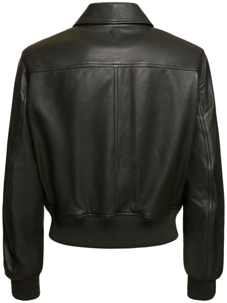 Kožená bunda na zip Ami Paris černá