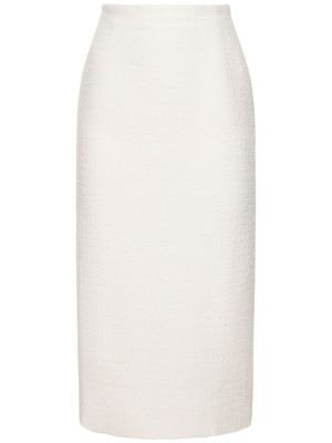 Midi suknja visoki struk od tvida Alessandra Rich bijela