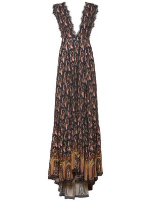 Kostkované dlouhé šaty s paisley potiskem Etro