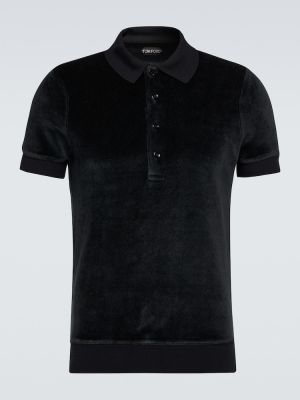 Velour poloskjorte Tom Ford svart