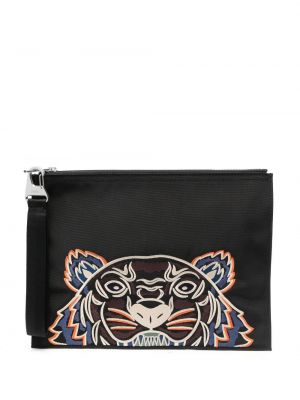 Tigerstripete brodert clutch Kenzo svart