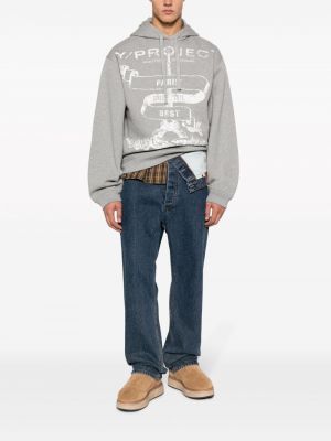 Kokvilnas kapučdžemperis ar apdruku Y Project pelēks
