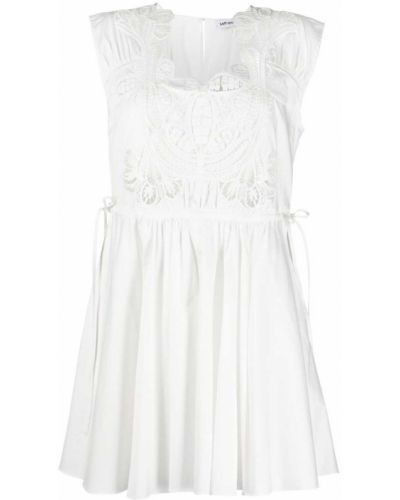 Rochie mini cu broderie din bumbac Self-portrait alb