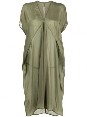 Сатенена миди рокля с v-образно деколте Rick Owens зелено