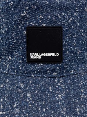 Bombažni klobuk Karl Lagerfeld Jeans modra