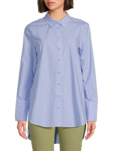 Рубашка на пуговицах в полоску Ellen Tracy синяя