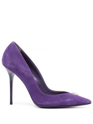 Pantofi cu toc din piele de căprioară Philipp Plein violet