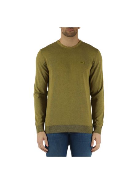 Jedwabny sweter z okrągłym dekoltem Calvin Klein zielony